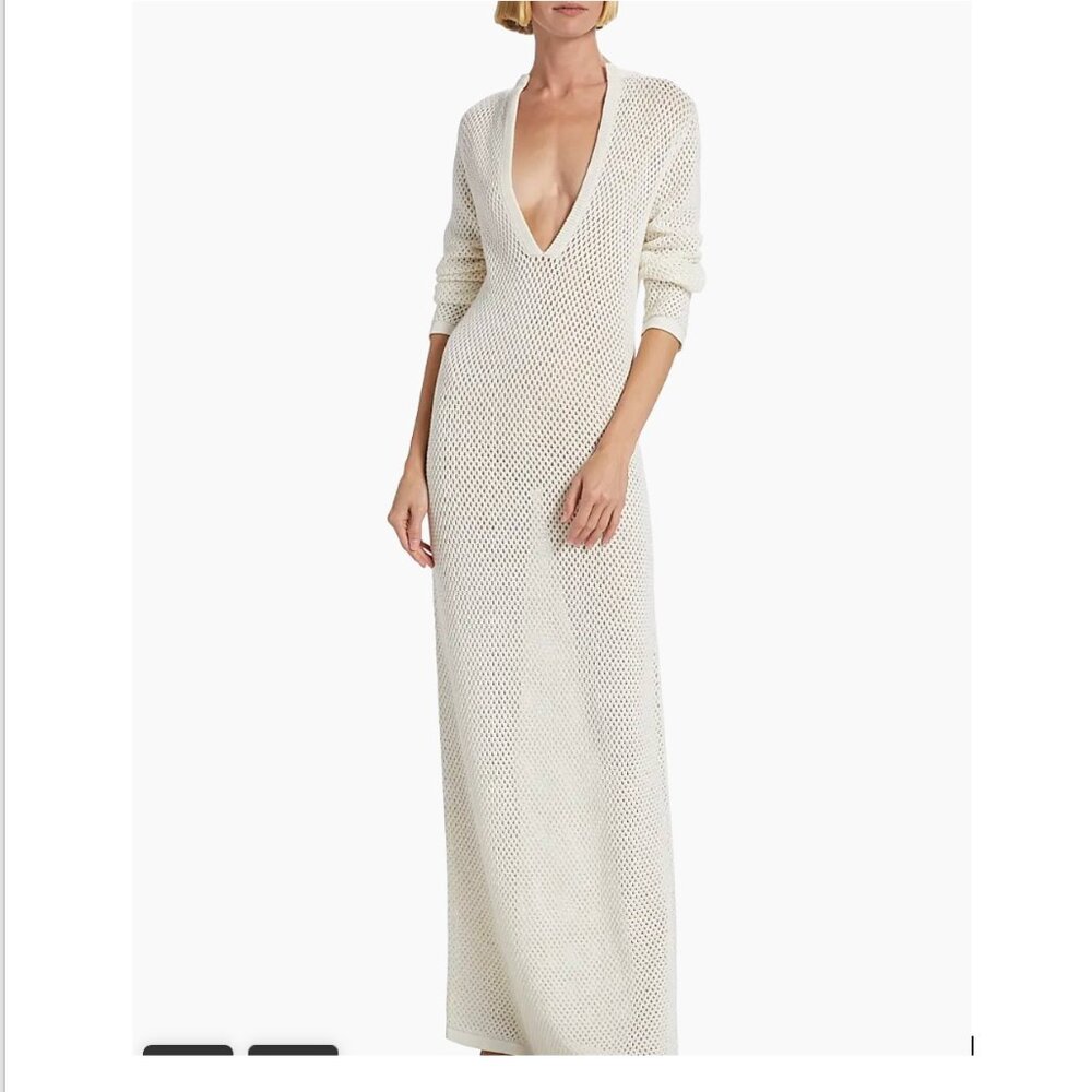Nili Lotan Zera Cotton V-Neck Maxi Sweaterdress Medium NEW w/t